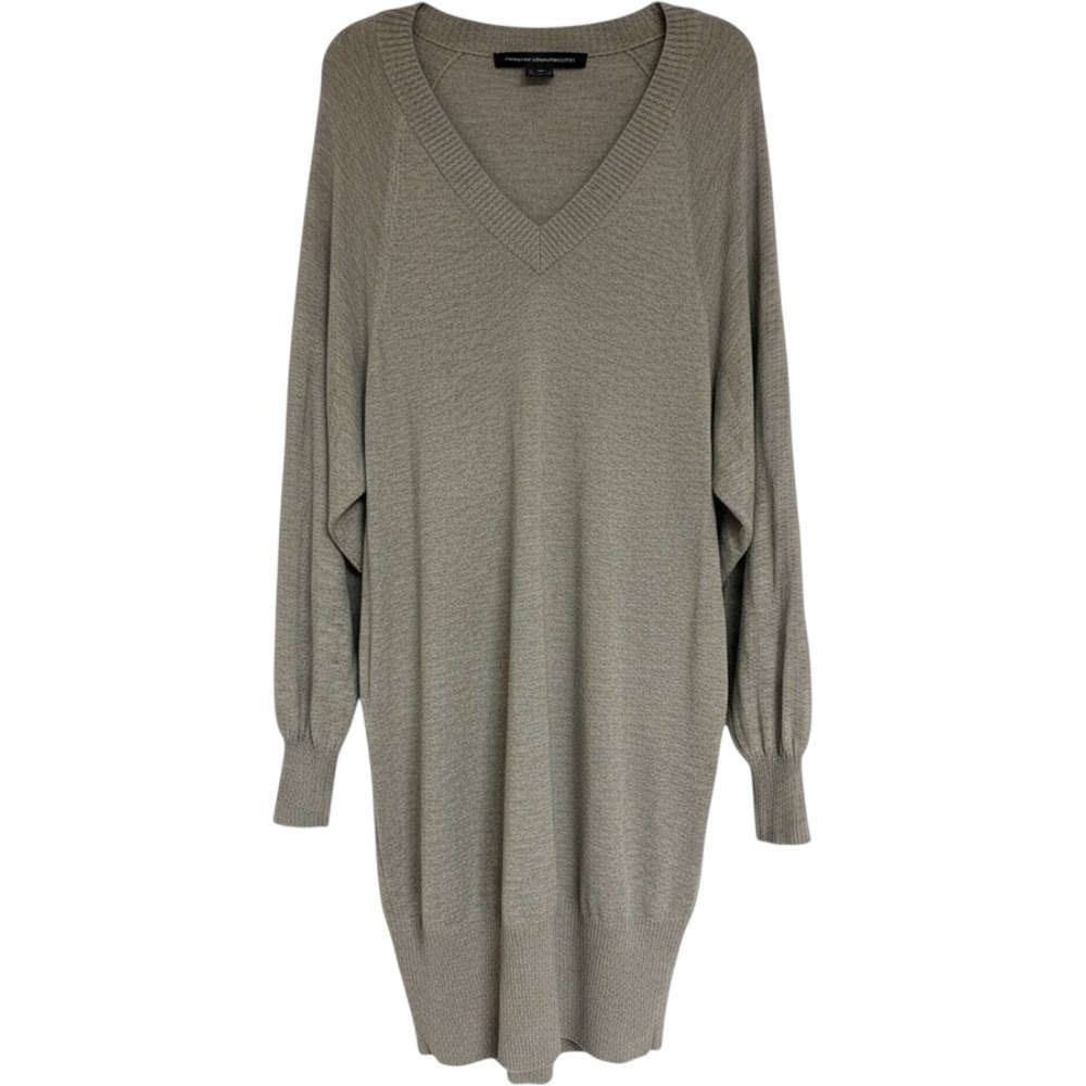 French Connection Grey V-Neck Cashmere Blend Sweater Dress XS 78EC4